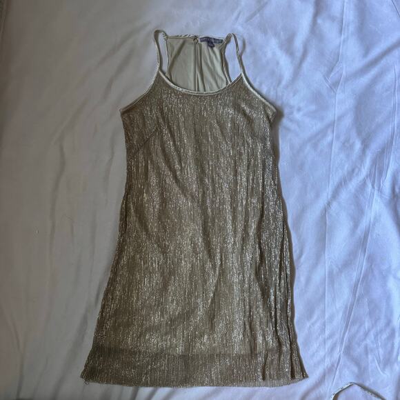Hope & Harlow Gold Disco Sparkling Shift Mini Dress - Picture 8 of 8